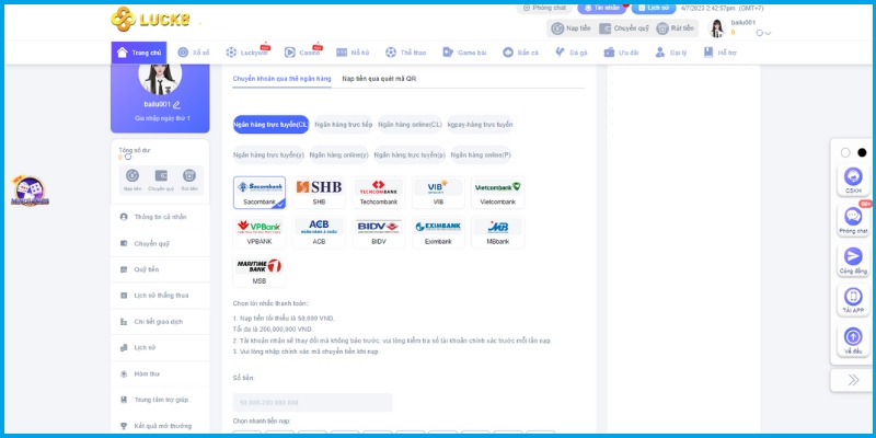 Các phương thức nạp và rút tiền cho tài khoản Oxbet - Oxbet