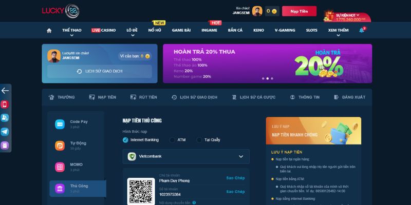 Hướng dẫn nạp và rút tiền 58M Pro - 58M